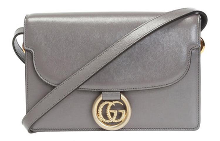 Gucci Gucci Leather Shoulder Bag, Crossbody Bag Small Size Women's Gray