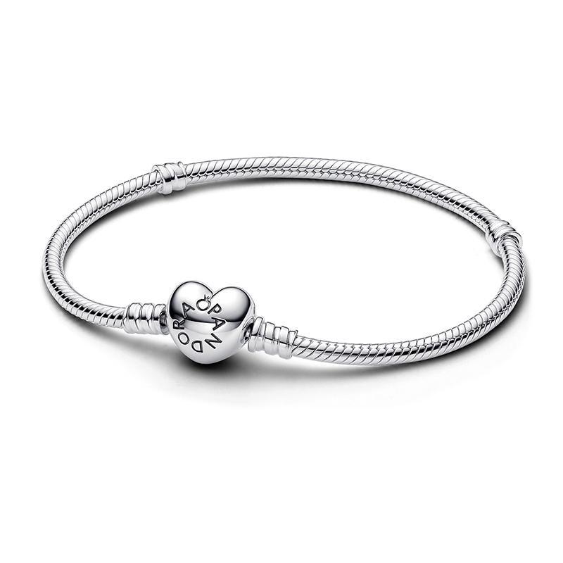 Pandora Pandora Moments Heart Clasp Snake Chain Bracelet Silver