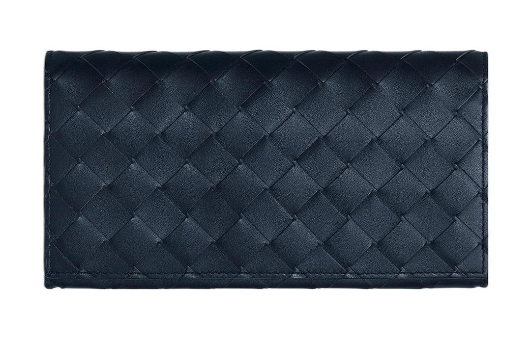 Bottega Veneta Bottega Veneta Calfskin Wallet Men's Dark Blue/Yellow