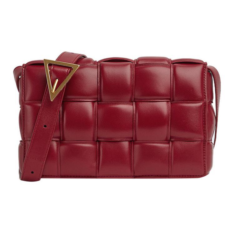 Bottega Veneta Bottega Veneta Padded Intreccio Cassette Crossbody Bag Dark Red