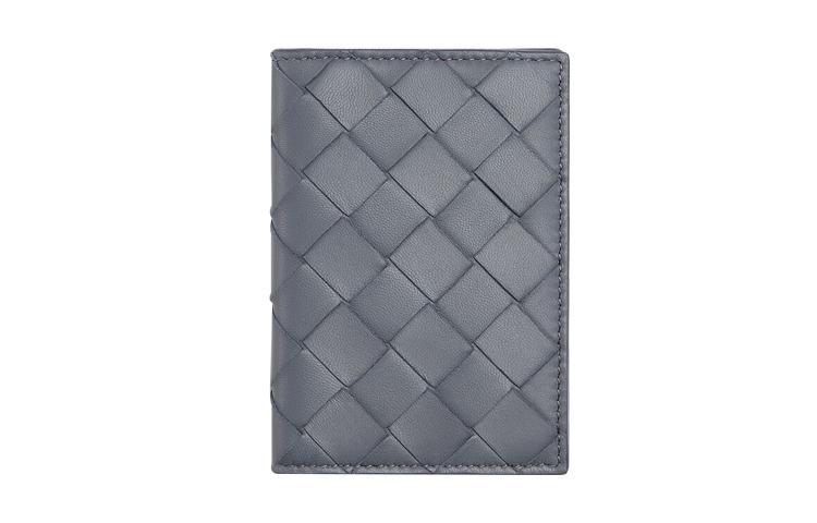 Bottega Veneta Bottega Veneta Intrecciato Calfskin Patchwork Leather Card Holder Men's Gray
