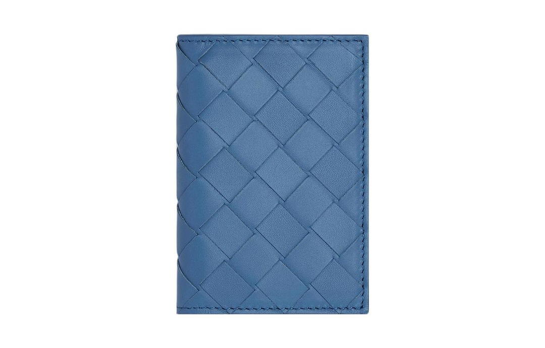 Bottega Veneta Bottega Veneta Cow Leather Card Holder Men's Surf Blue/Cave Stone Green