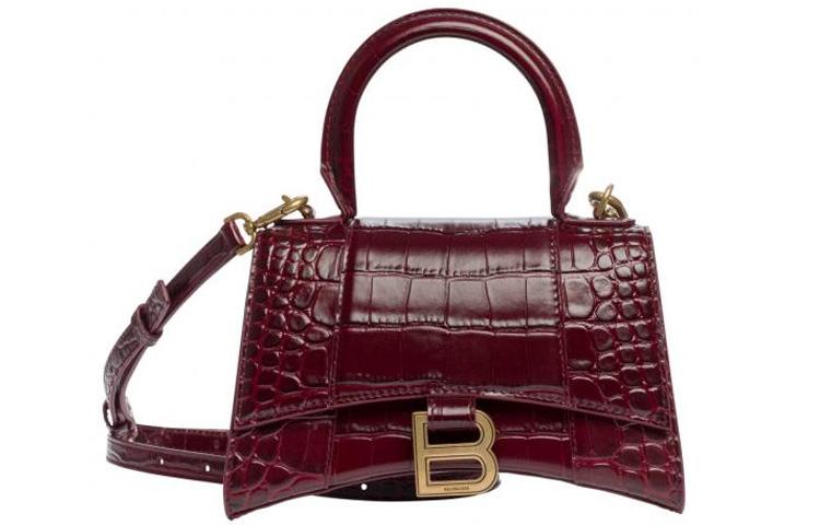 Balenciaga Balenciaga Hourglass Fabric Hourglass Bag Handbag Shoulder Bag Crossbody Bag Small Size Women's Burgundy