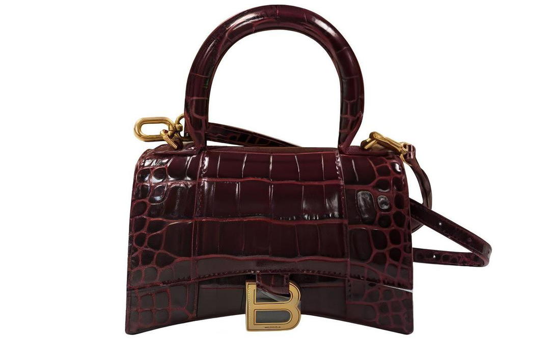 Balenciaga Balenciaga Hourglass Cow Leather Handbags Crossbody Bags Women's Deep Red