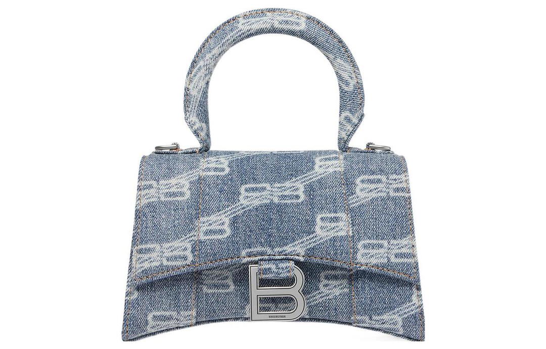 Balenciaga Balenciaga BB Monogram Hourglass Denim Crossbody Handbags Extra Small Women's Blue