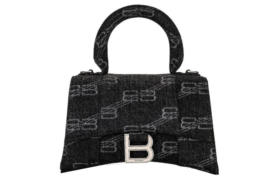 Balenciaga Balenciaga Hourglass Denim Handbag Shoulder Bag Crossbody Bag Extra Small Women's Black