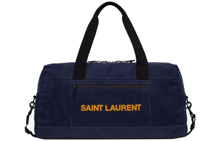 Saint Laurent Saint Laurent Nux Corduroy Travel Bag, Cylinder Bag, Shoulder Bag, Crossbody Bag, Handbag Large Size Men's Dark Blue