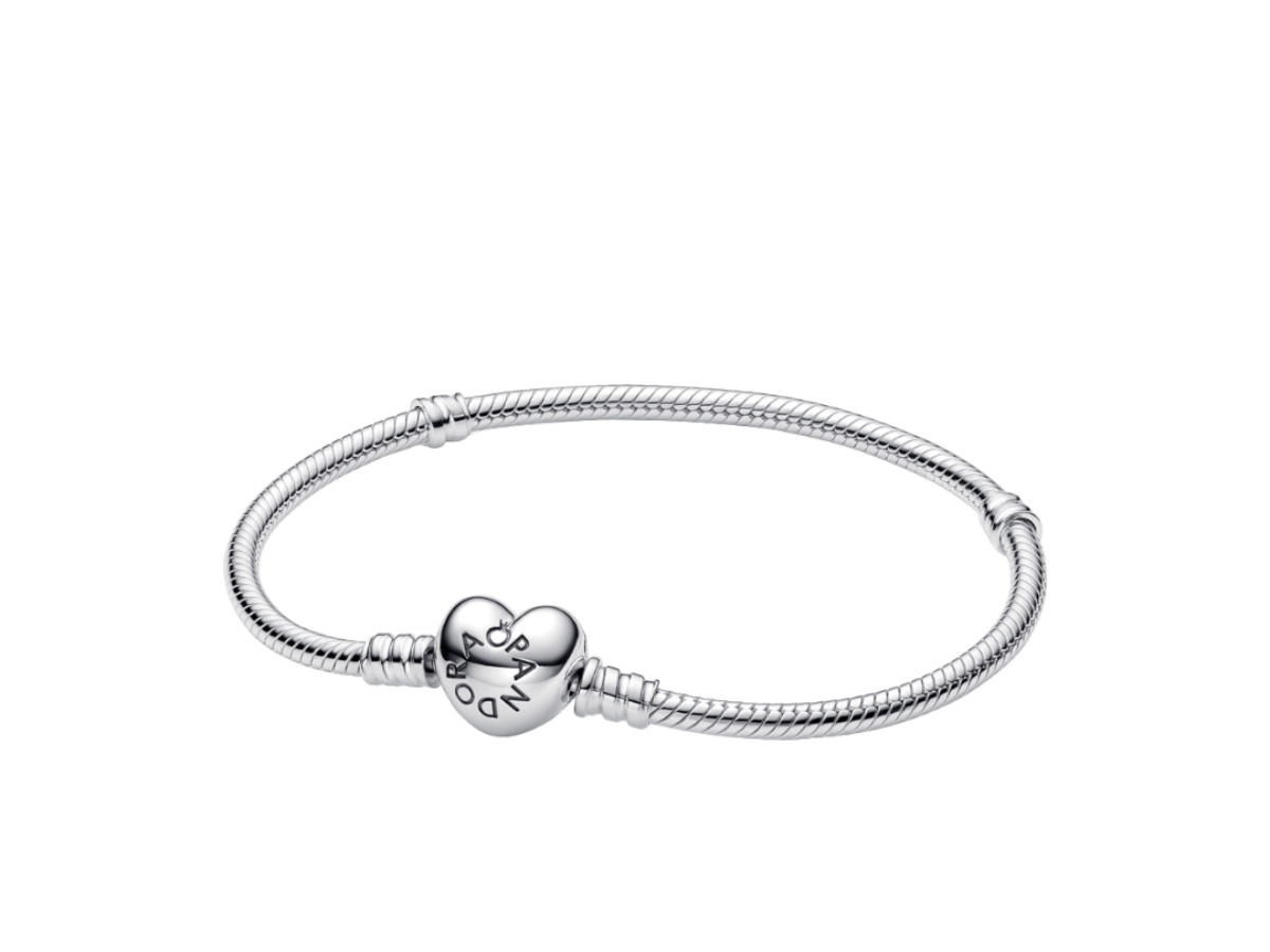 Pandora Pandora Moments Heart & Snake Chain Bracelet