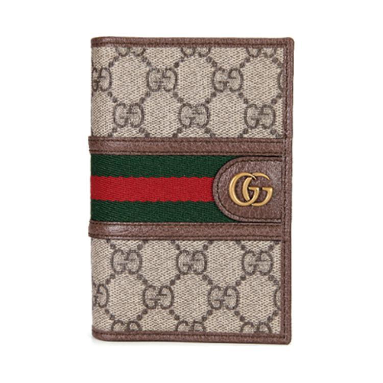 Gucci Gucci Ophidia Leather Paneled Canvas Passport Holder Wallet Unisex Ebony