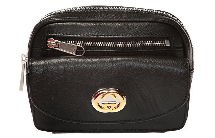Gucci Gucci Cow Leather Shoulder Bag, Crossbody Bag, Sling Bag, Fanny Pack Mini Unisex Black