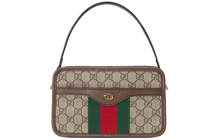 Gucci Gucci Ophidia Canvas With Leather Portable Crossbody Bag Shoulder Bag Small Size Women's Ebony/Brown