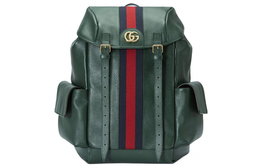 Gucci Gucci Ophidia Leather Backpack Medium Size Men's Green