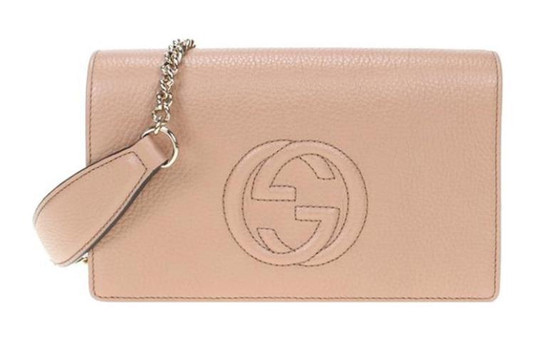 Gucci Gucci Litchi Grain Leather Shoulder Bag Crossbody Bag Women's Light Brown
