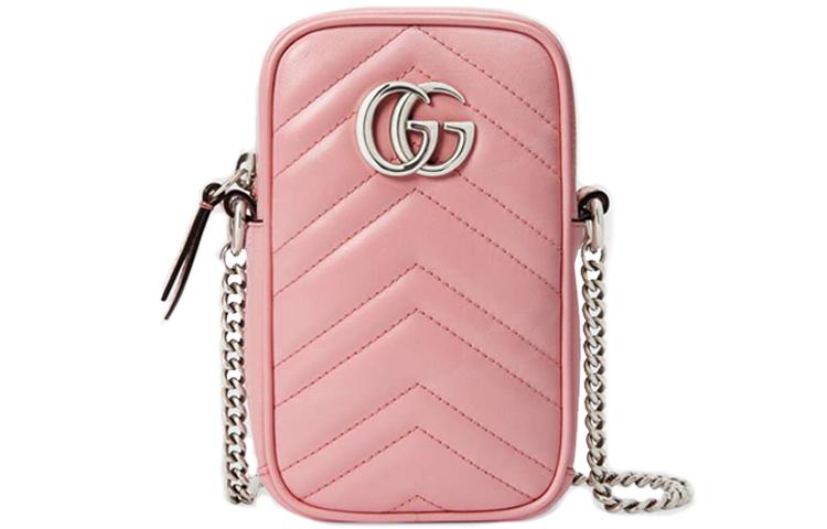 Gucci Gucci Marmont Quilting Leather Cell Phone Pouch Chain Bag Crossbody Bag Shoulder Bag Women's Pink Candy Color Unicorn