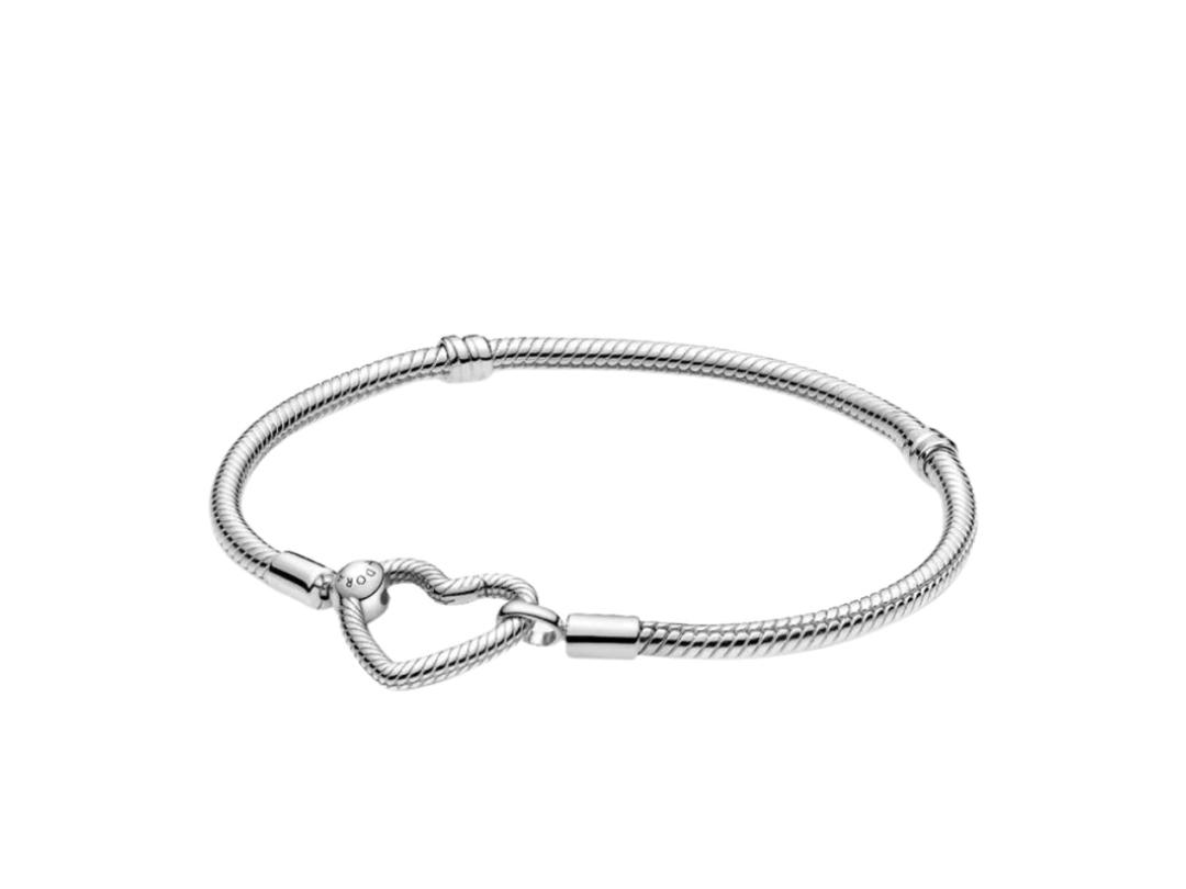 Pandora Pandora Moments Heart Closure Snake Chain Bracelet Sterling Silver