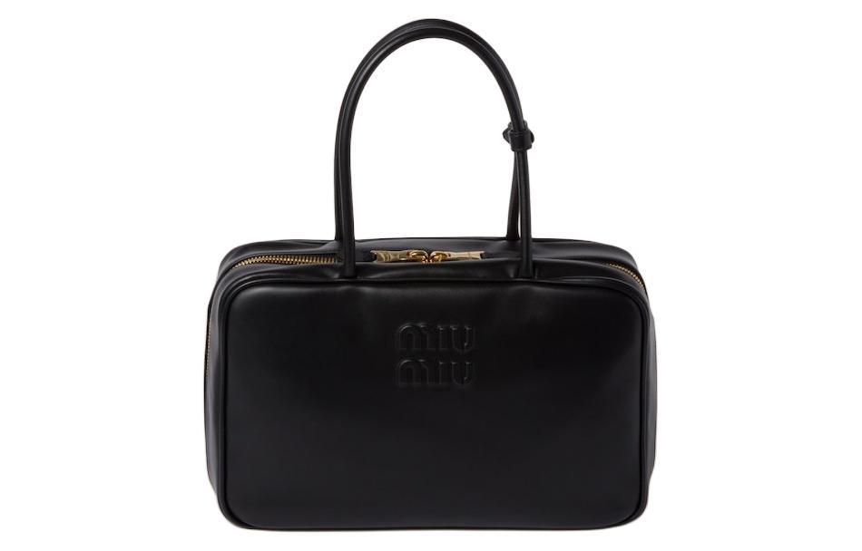 Miu Miu MIU MIU Beau Calfskin Bowling Bag Shoulder Bag Handbag Large Size Women's Black