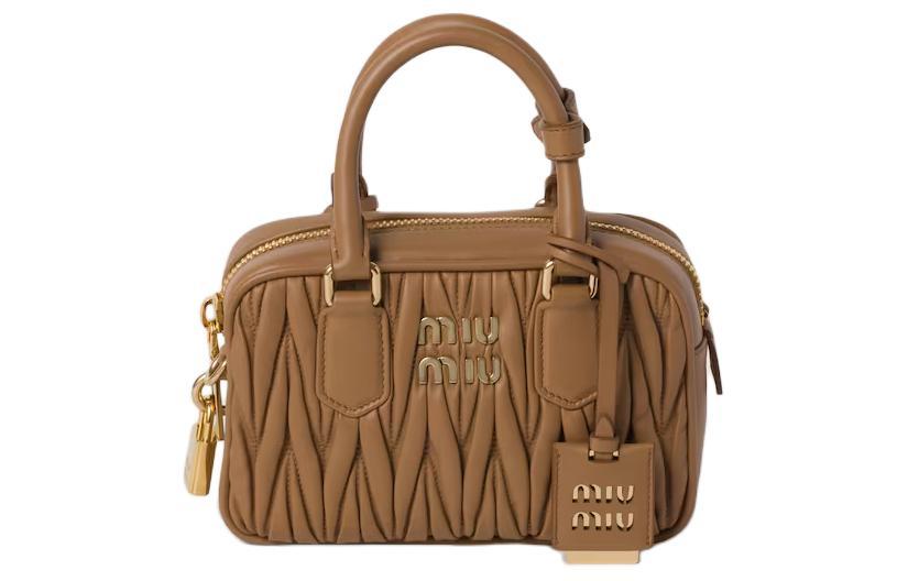 Miu Miu MIU MIU Arcadie Series Leather One Shoulder Handbags Women's Caramel