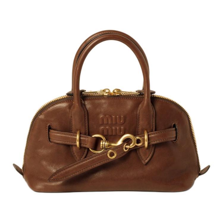 Miu Miu MIU MIU Nappa Leather Shoulder Bag Crossbody Bag Handbag Women's Oak Brown