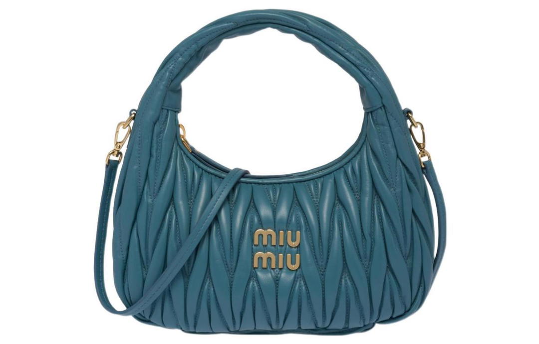 Miu Miu MIU MIU Wander Series Soft Sheep Leather Portable Crossbody Bag Shoulder Bag Women's Sea Blue