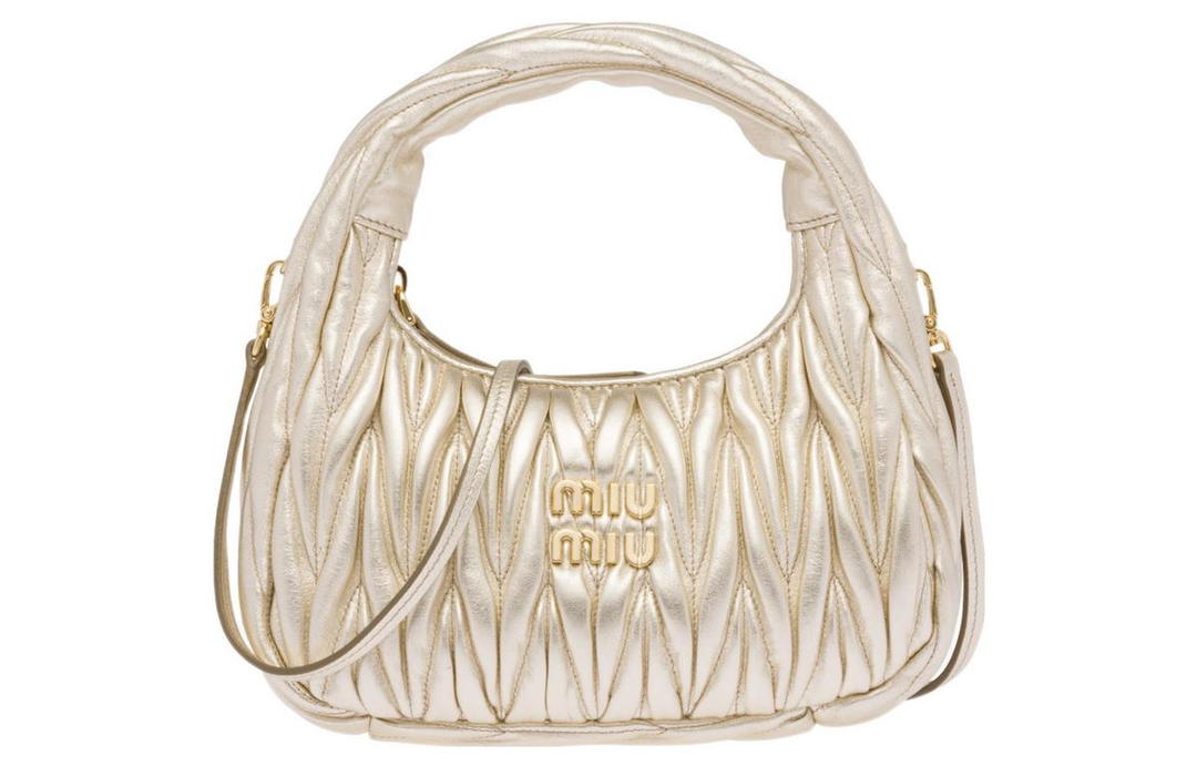 Miu Miu MIU MIU Wander Series Soft Sheep Leather Crescent Bag Shoulder Bag Crossbody Bag Handbag Small Size Women's Pyrite