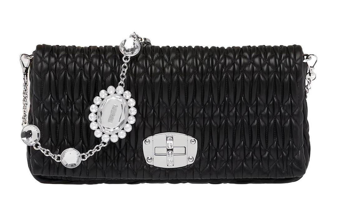 Miu Miu MIU MIU Sheepskin Handheld Crossbody Bag Shoulder Bag Women's Black