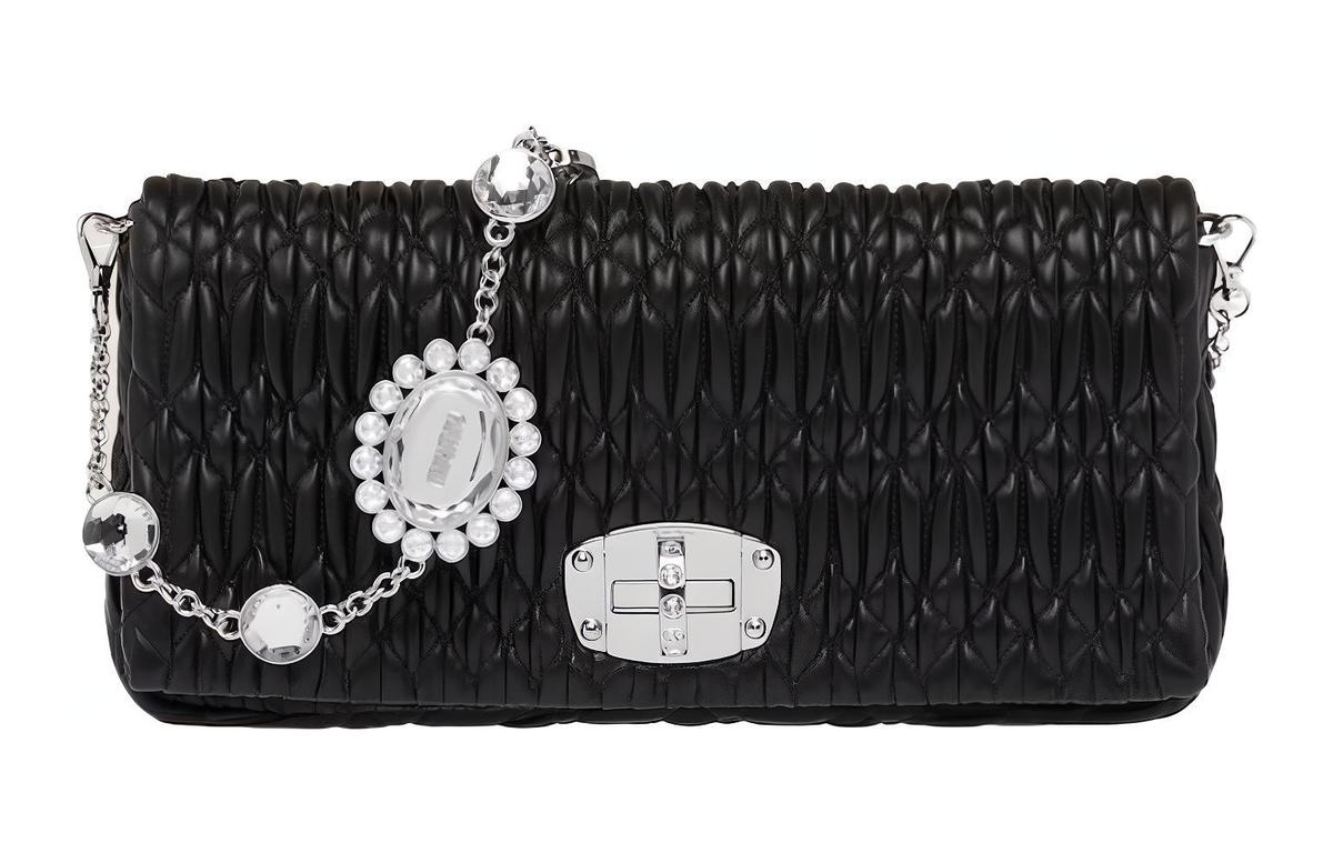 Miu Miu MIU MIU Sheepskin Handheld Crossbody Bag Shoulder Bag Women's Black