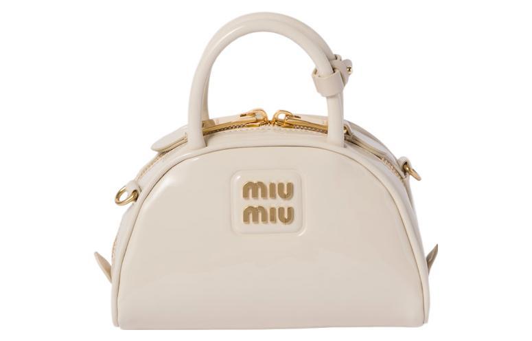 Miu Miu MIU MIU Patent Leather Shoulder Bag Crossbody Bag Handbag Women's Ivory