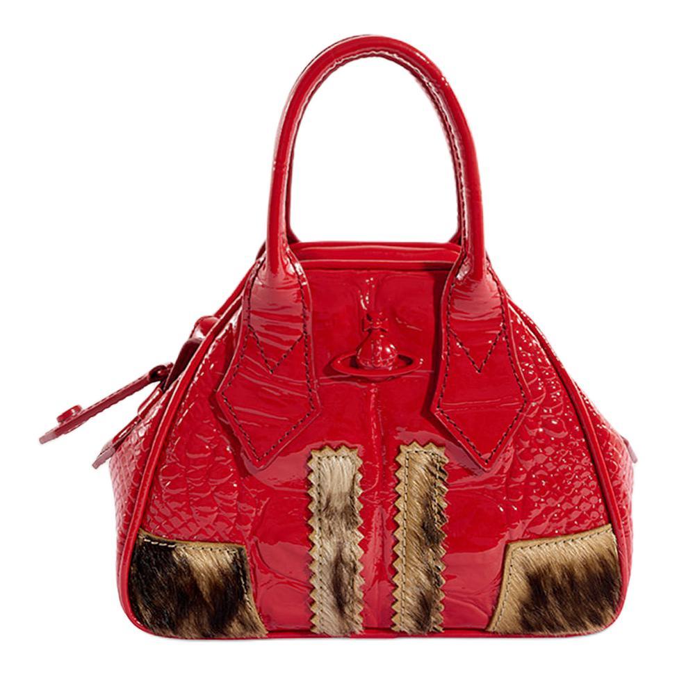 Vivienne Westwood Vivienne Westwood Crocodile Embossed Lacquered Finish One Shoulder Handbags Mini Women's Red
