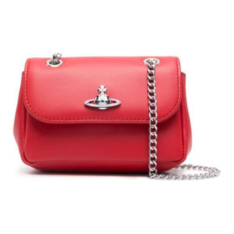 Vivienne Westwood Vivienne Westwood Calfskin Shoulder Bag Crossbody Bag Small Size Women's Red