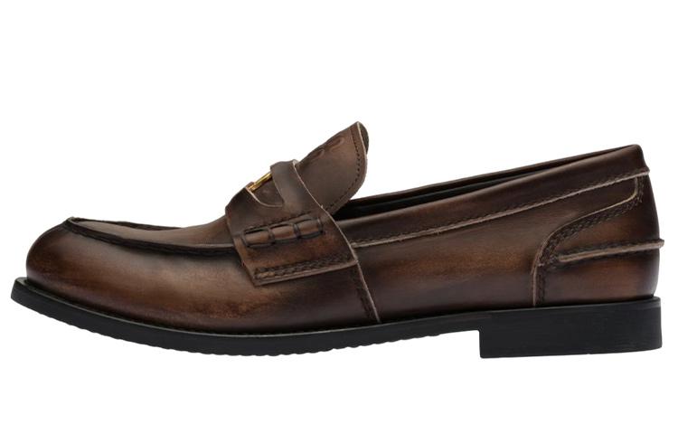 Miu Miu MIU MIU Logo embossed Leather Penny Loafers