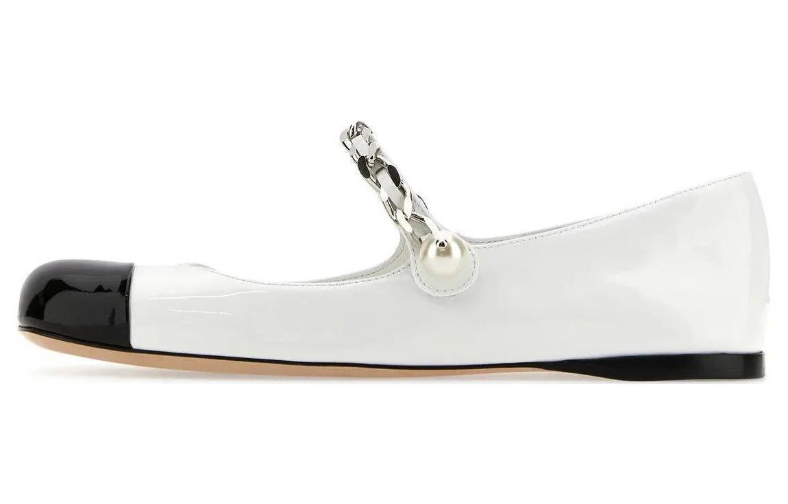 Miu Miu MIU MIU Chunky Heel Mary Jane Shoes Women's Black White
