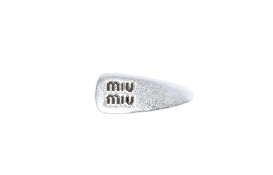 Miu Miu MIU MIU Leather Hair Clips Women's Silver