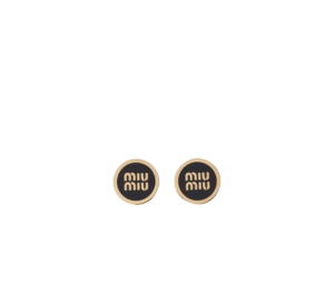 Buy Miu Miu Enameled Metal Earrings In Black at Sasom – Authentic and Ready to Ship