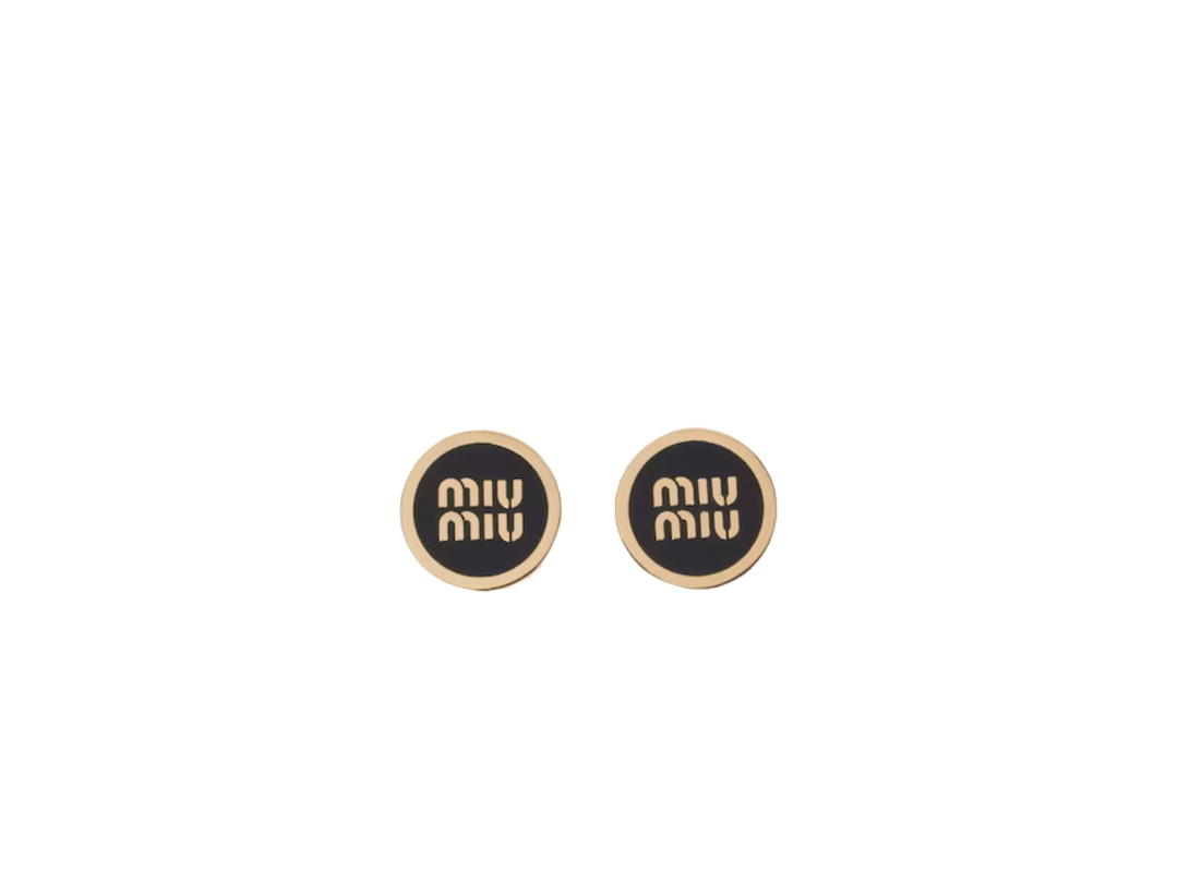Miu Miu Miu Miu Enameled Metal Earrings In Black
