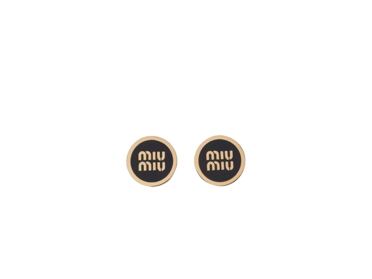 Miu Miu Miu Miu Enameled Metal Earrings In Black