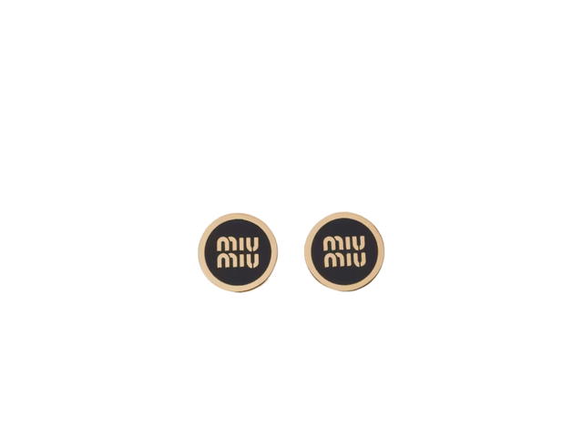 Miu Miu Miu Miu Enameled Metal Earrings In Black - view 1