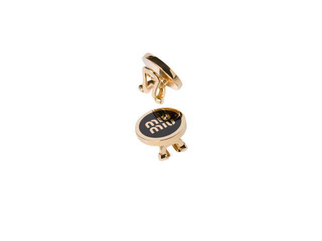 Miu Miu Miu Miu Enameled Metal Earrings In Black - view 2