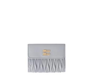 Buy Miu Miu Small Matelasse Nappa Leather Wallet In Hardware Gold With Pearl Gray at Sasom – Authentic and Ready to Ship