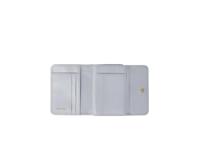 Miu Miu Miu Miu Small Matelasse Nappa Leather Wallet In Hardware Gold With Pearl Gray - view 3