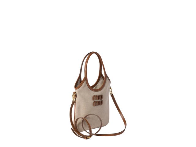 Miu Miu Miu Miu IVY Canvas And Leather Mini Bag Beige Brandy - view 2