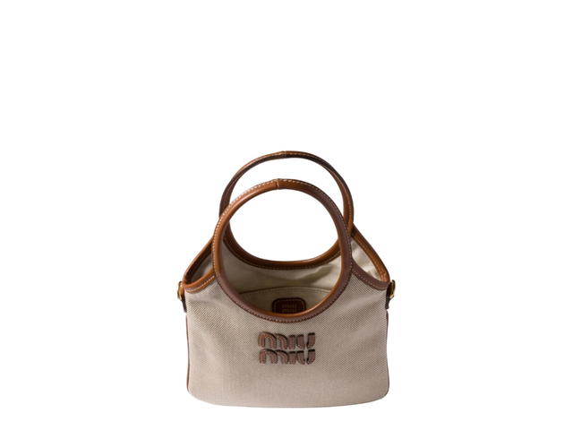 Miu Miu Miu Miu IVY Canvas And Leather Mini Bag Beige Brandy - view 4