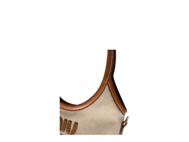 Miu Miu Miu Miu IVY Canvas And Leather Mini Bag Beige Brandy - view 5