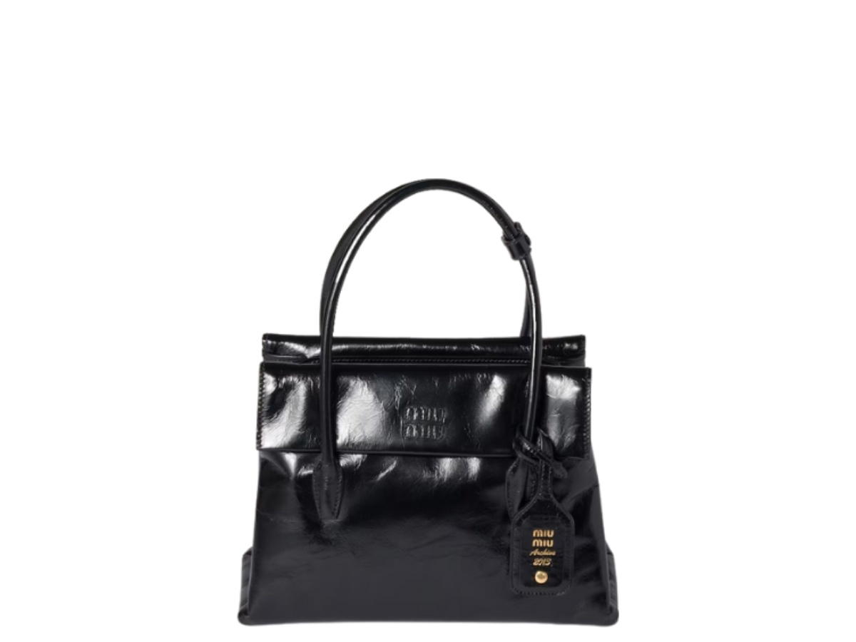 Miu Miu Miu Miu Solitaire Shiny Leather Bag Black