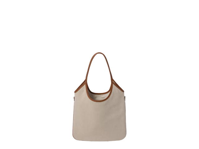 Miu Miu Miu Miu Ivy Canvas Bag In Leather Lettering Logo With Gold-Tone Hardware Beige Brandy - view 3
