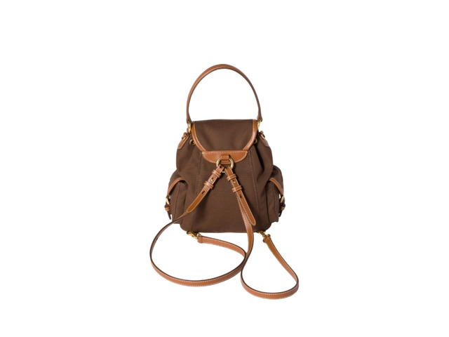Miu Miu Miu Miu Canvas And Leather Backpack Cocoa Brown Brandy - view 2