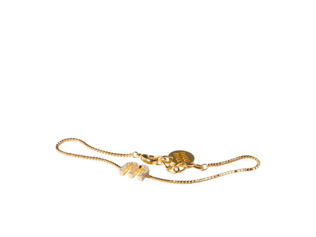Miu Miu Miu Miu Metal Bracelet With Crystals Gold - view 2