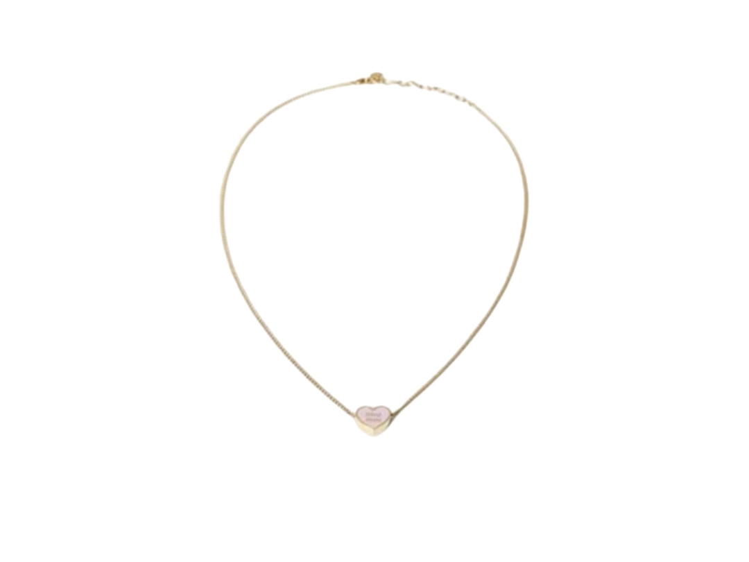 Miu Miu Miu Miu Metal Heart Necklace Gold Pink