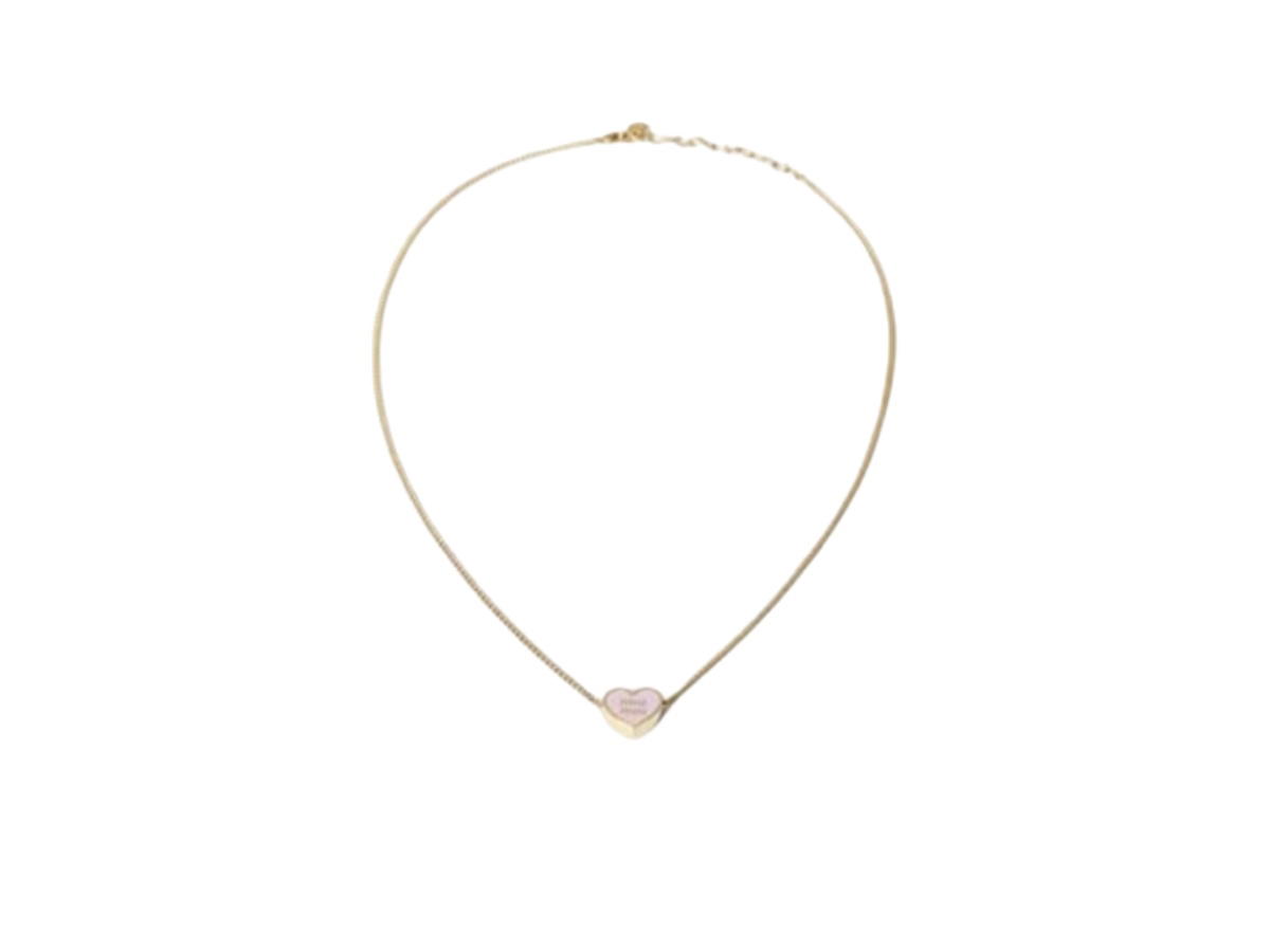 Miu Miu Miu Miu Metal Heart Necklace Gold Pink
