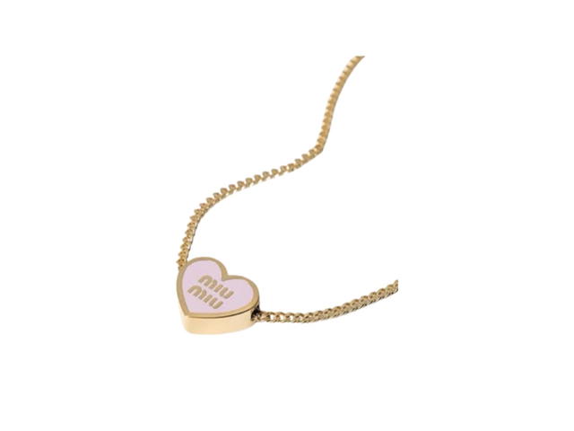 Miu Miu Miu Miu Metal Heart Necklace Gold Pink - view 2