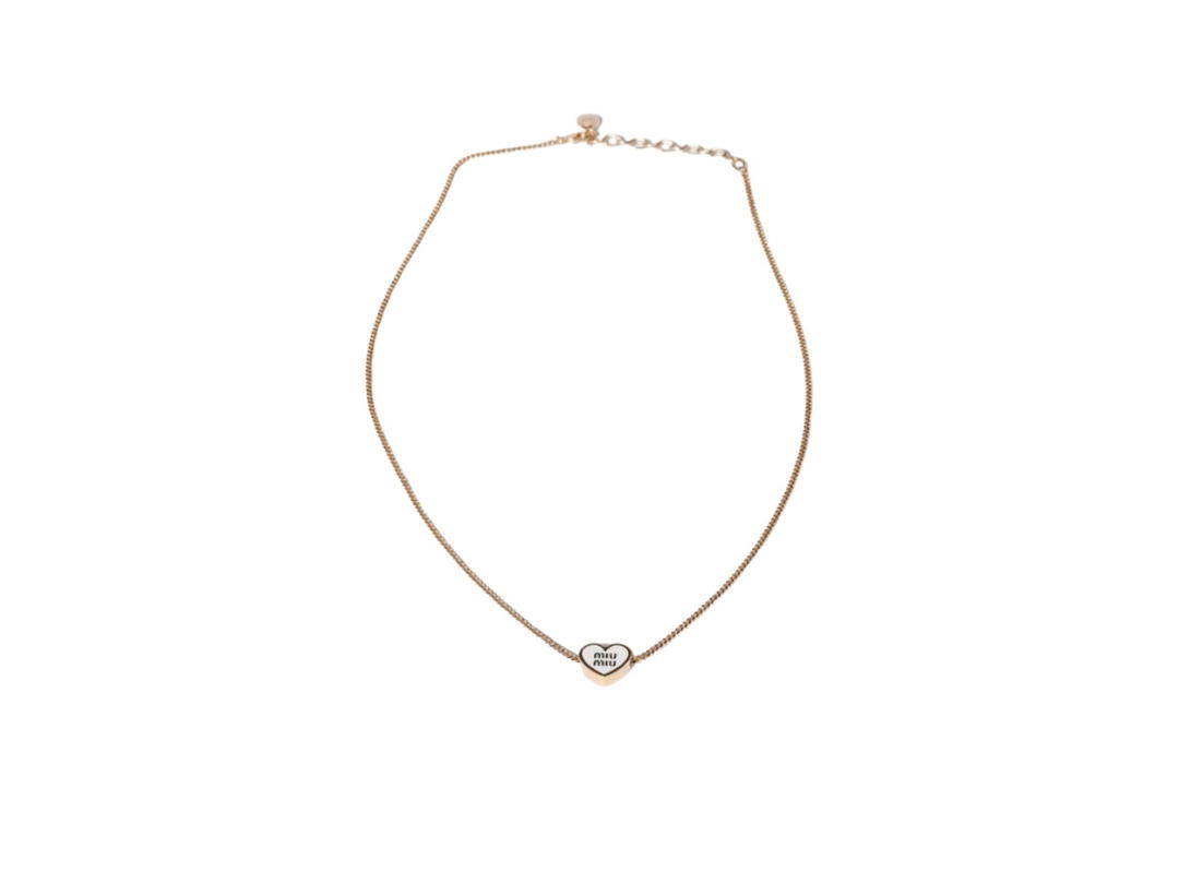 Miu Miu Miu Miu Metal Heart Necklace White Gold